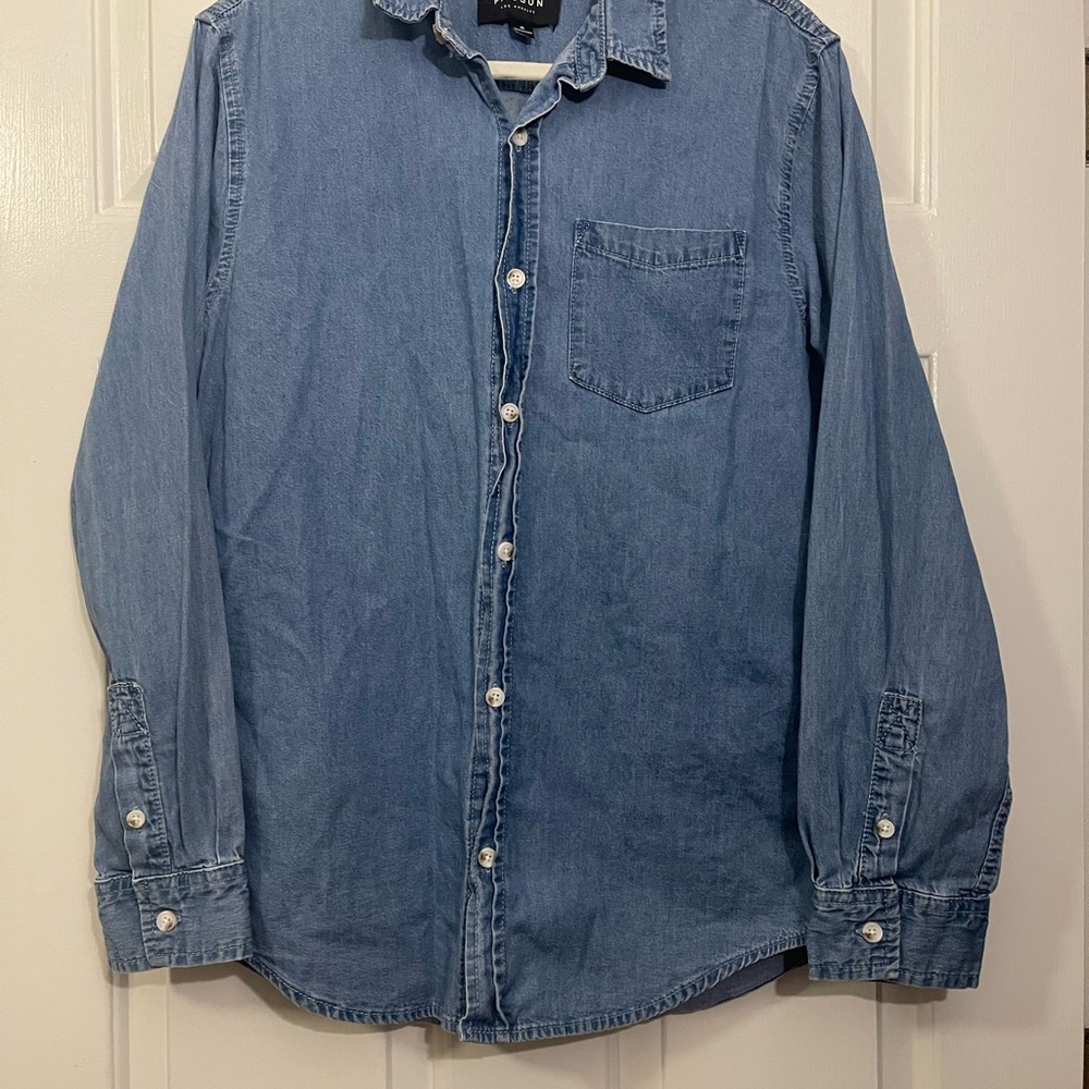 Pacsun Distressed Denim Button-Up Men’s Shirt